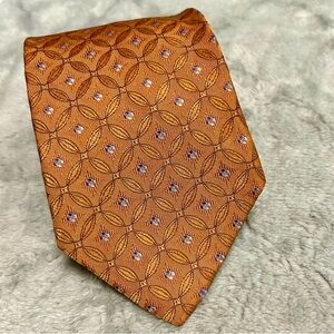 XMI Platinum Silk NWOT Orange Patterned Men's Tie 3.75” Wide 59” Long